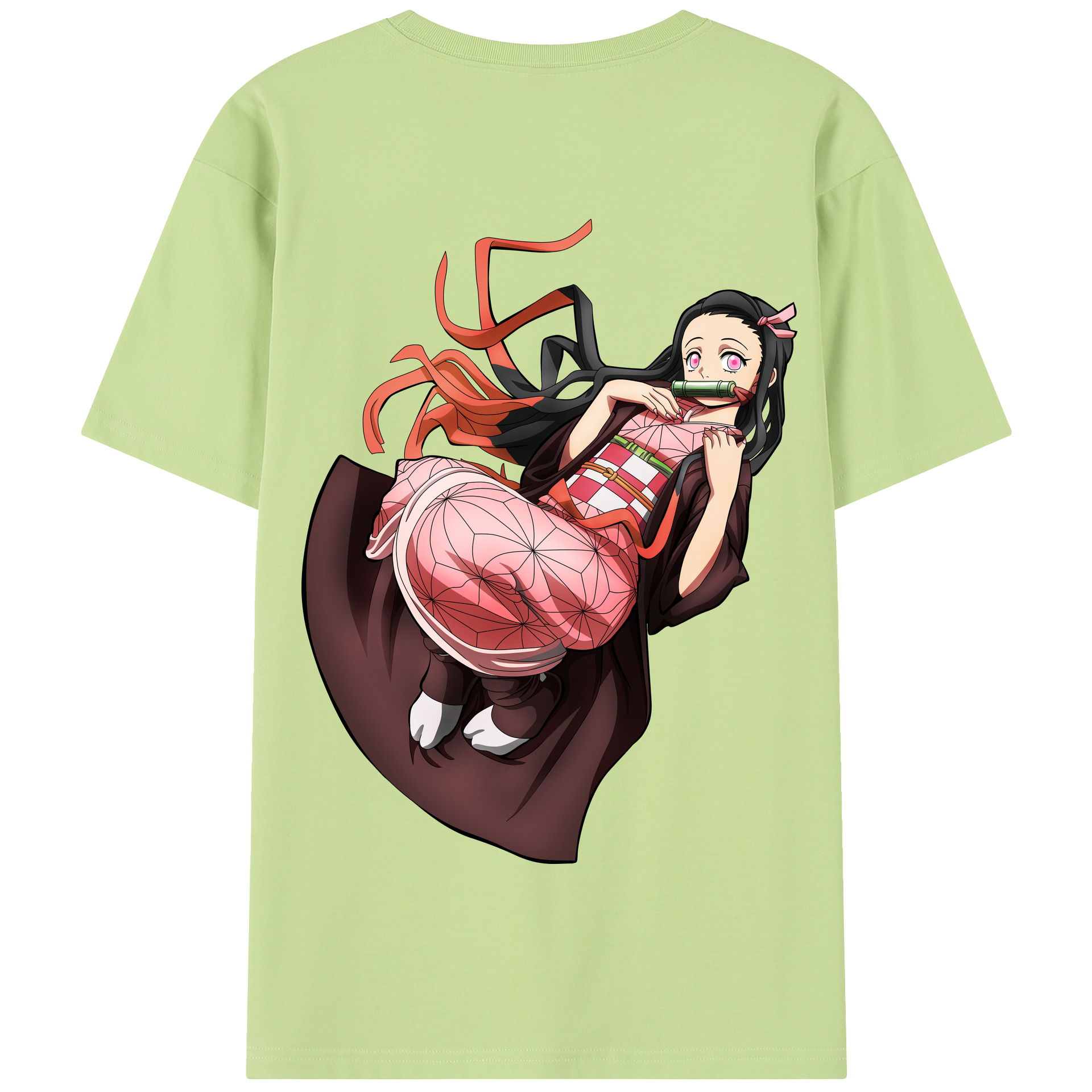 （画像用） 鬼滅の刃（きめつのやいば）竈門 禰󠄀豆子／かまど ねずこ Kamado Nezuko 綿100％半袖Tシャツ（背面プリント）